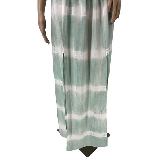 Ananta crop top maxi skirt small 2 piece set tie dye green white smocked - Picture 3 of 12